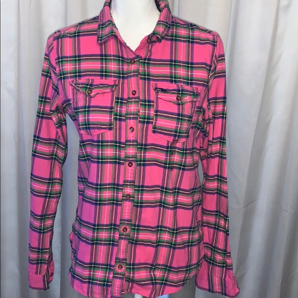 Medium Abercrombie & Fitch Pink Plaid Button Down